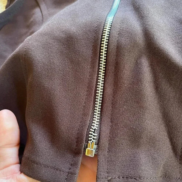 90s vintage collared zip-up brown crop top Jazz Kids/All That Jazz XXS/XS - Picture 6 of 6